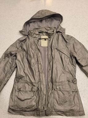 Bomboogie Lightweight Detachable Hooded Women's Jacket in Metallic Grey
